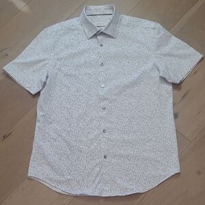 EUC Bugatchi 8 Way Stretch Shirt Men's sz L "Drinks" Button Up Short Sleeve